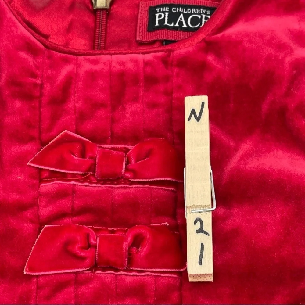 Vintage The Children's Place red velour‎ dress tulle jumper Christmas size 3T